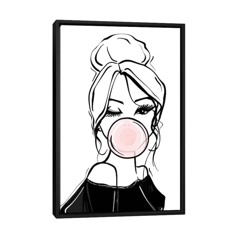 iCanvas "Bubble Gum Wink" by Sabina Fenn Framed Canvas Print - Black - 40x26