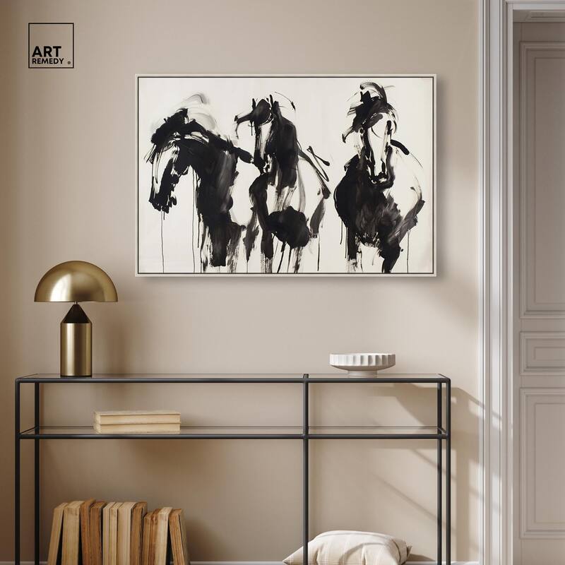 Horses in Ink Canvas by Art Remedy