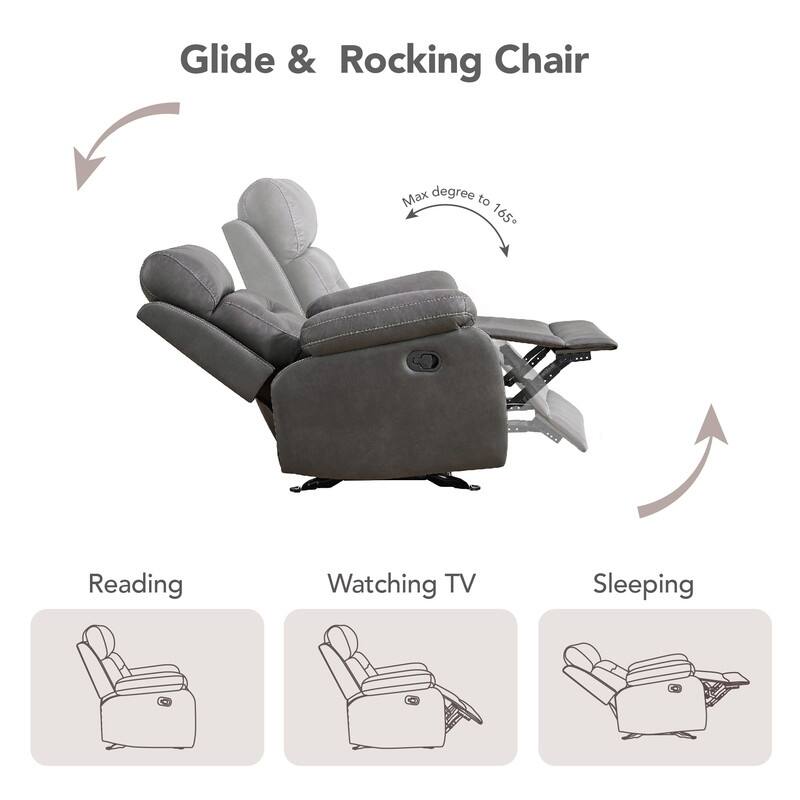 Spruce & Spring Lauren Manual Recliner Glider Rocker Chair for Living Room
