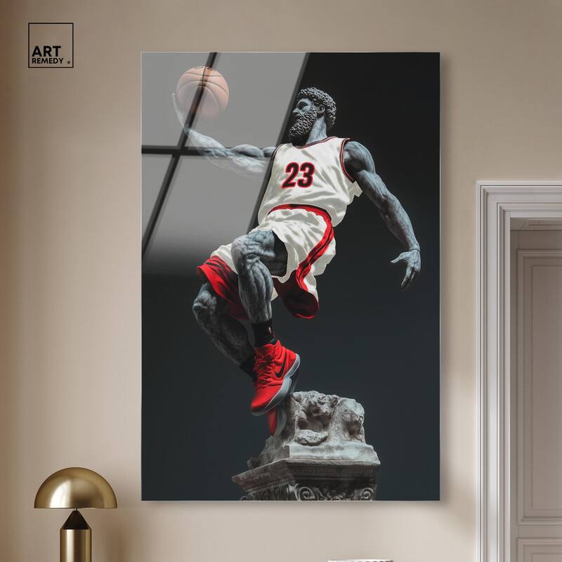 Basketball White Uniform Acrylic by Art Remedy, Ready to Hang