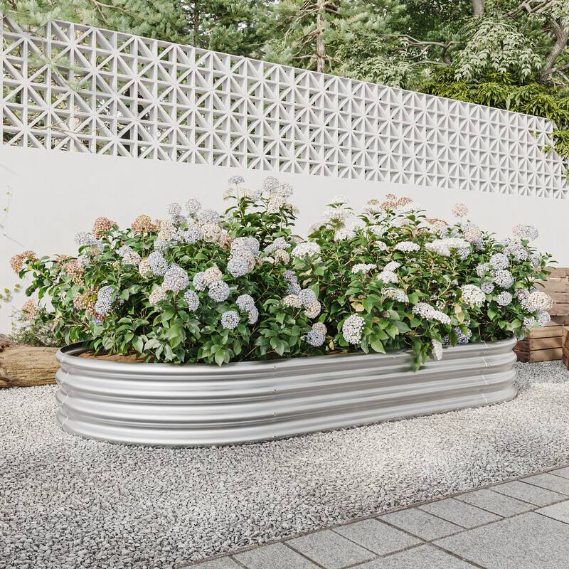 Raised Garden Bed Outdoor, Oval Large Metal Raised Planter Bed