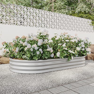 Raised Garden Bed Outdoor, Oval Large Metal Raised Planter Bed