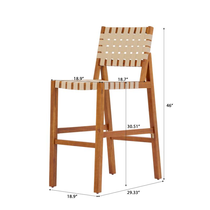 Christopher Knight Home - Solano Outdoor Acacia Wood Bar Height Dining Chairs with Woven Rope Seat & Back, Set of 2