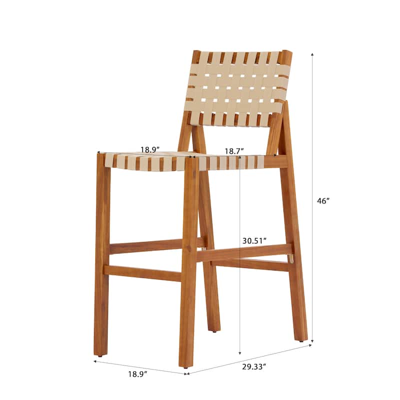 Christopher Knight Home - Solvanta Modern Solid Wood Outdoor 5-Piece Bar Height Dining Set with Rope Woven Bar Stools