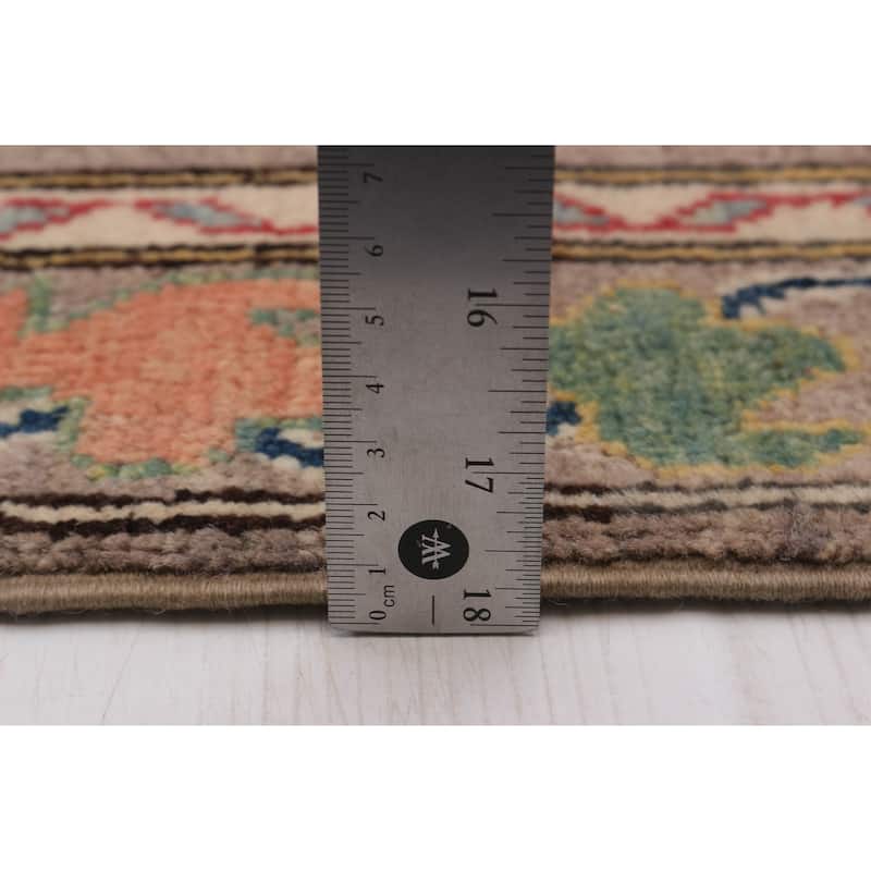 ECARPETGALLERY Hand-knotted Uzbek Ghazni Taupe Wool Rug - 2'5 x 8'2