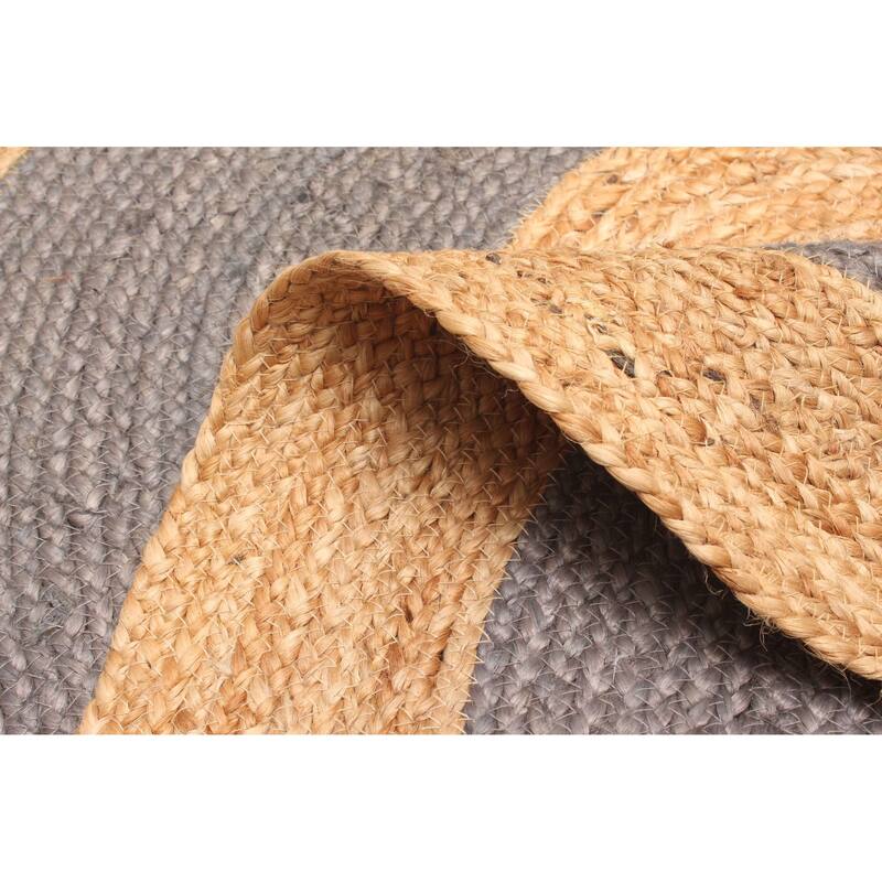 ECARPETGALLERY Braided Weave Palas Denizli Dark Grey Jute Rug - 3'0 x 3'0