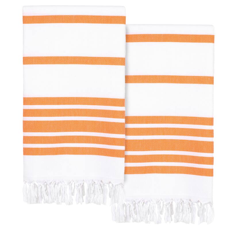 Authentic Hotel and Spa Turkish Cotton Herringbone Pestemal Beach Towel (Set of 2)