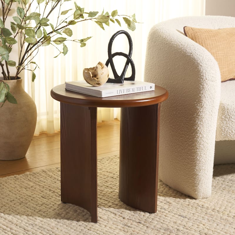SAFAVIEH Alanka Round Top End Table - 19"W x 19"D x 20"H - Walnut
