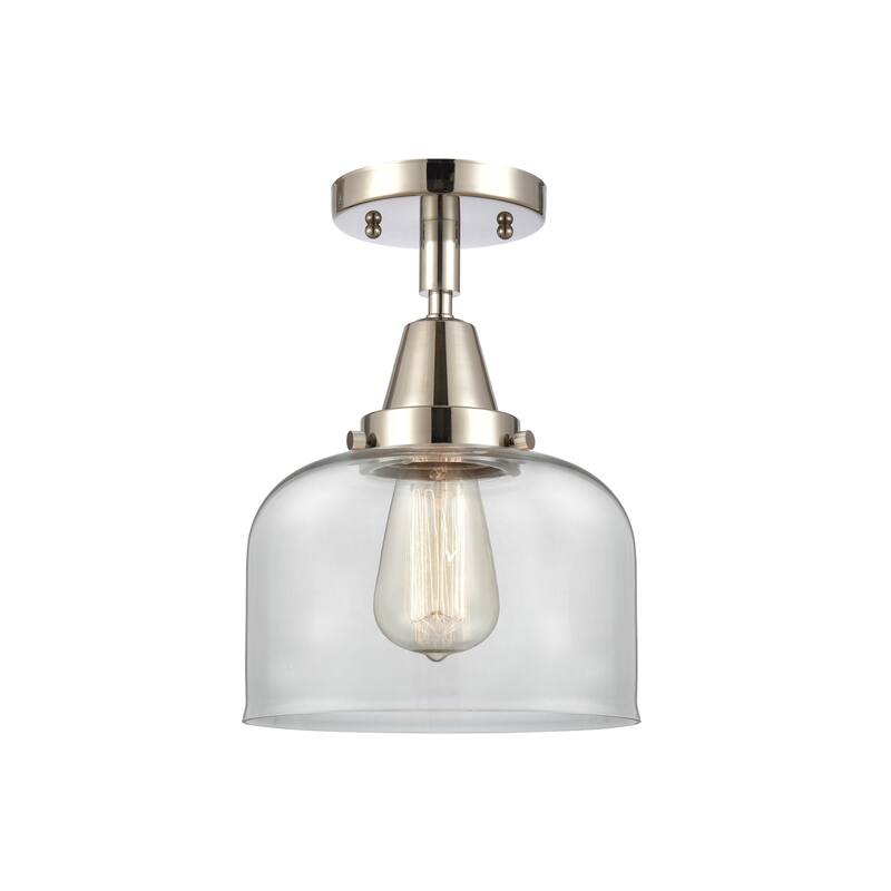 Innovations Lighting Caden Bell - 1 Light 8" Flush Mount - Clear/Polished Nickel