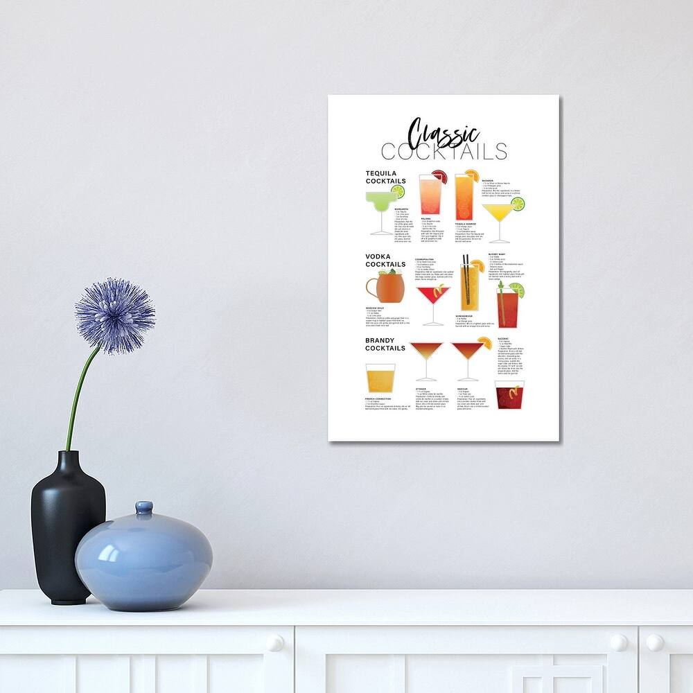 iCanvas "Classic Cocktails - Tequila Brandy Vodka" by Alchera Design Posters Canvas Print