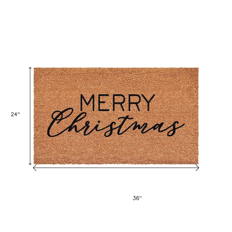 HomeRoots 24" X 36" Brown And Black Christmas Merry Christmas Outdoor Coir Door Mat - 24.00' X '36.00