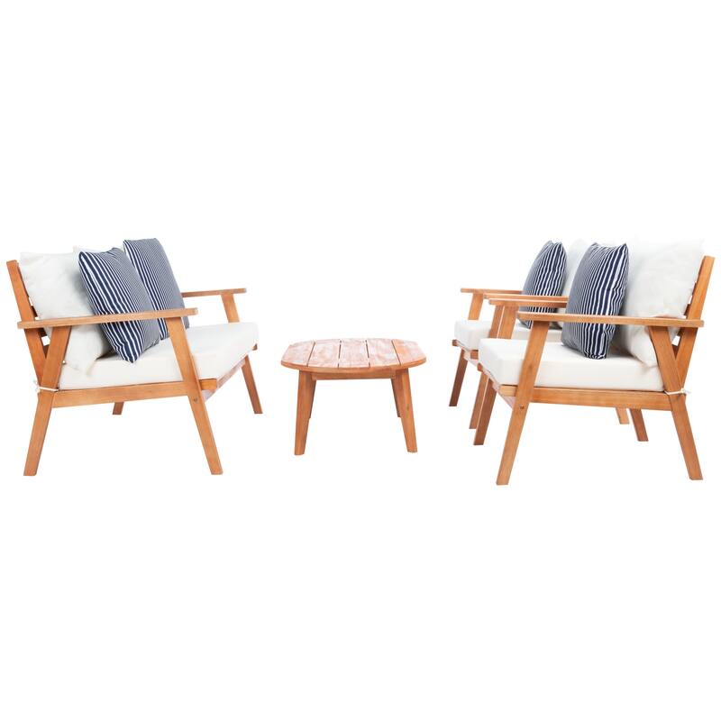 SAFAVIEH Outdoor Deacon 4-piece Conversation Patio Set. - 49" W x 30" D x 31" H