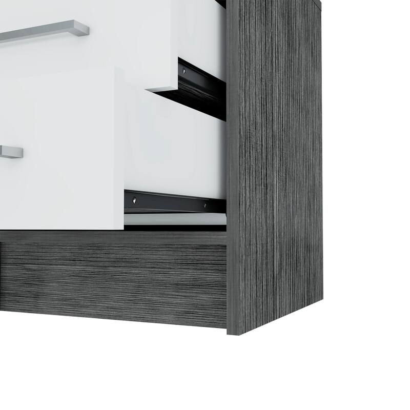 Nightstand Cartiz, Two Drawers, Smokey Oak Finish,High quality and durable