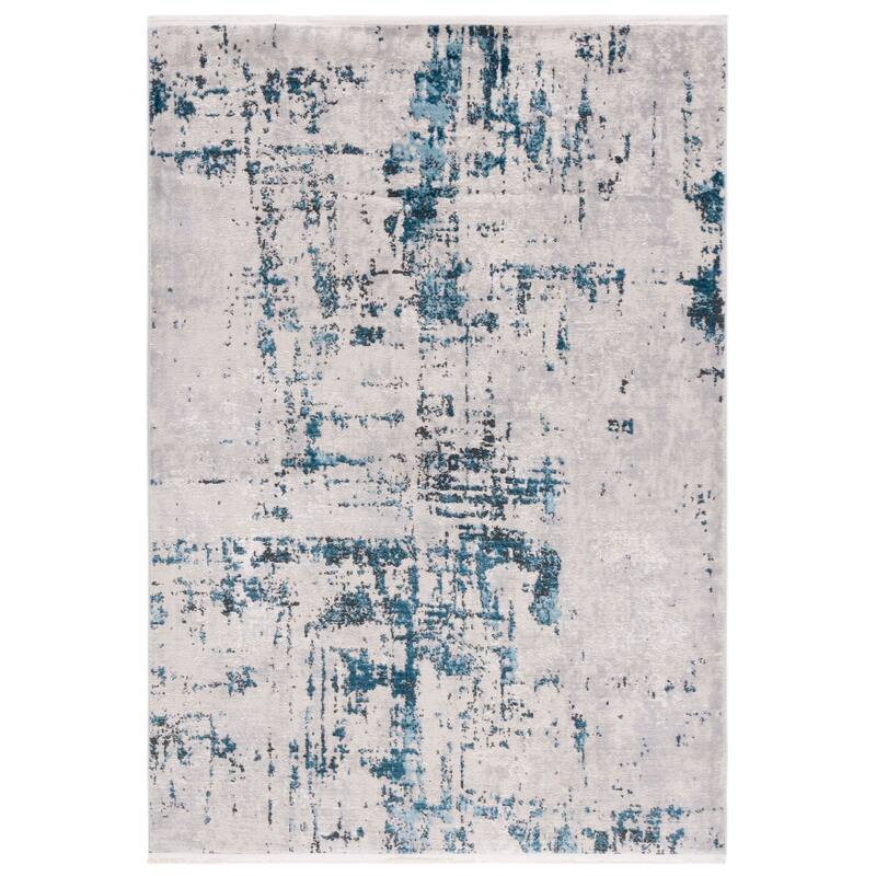 SAFAVIEH Shivan Petruna Modern Abstract Rug - 6'7" Square - Grey/Blue