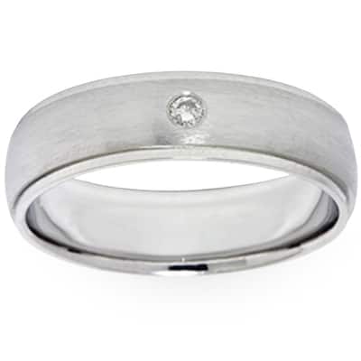 Mens Bezel Diamond Solitaire White Gold Wedding Ring Band