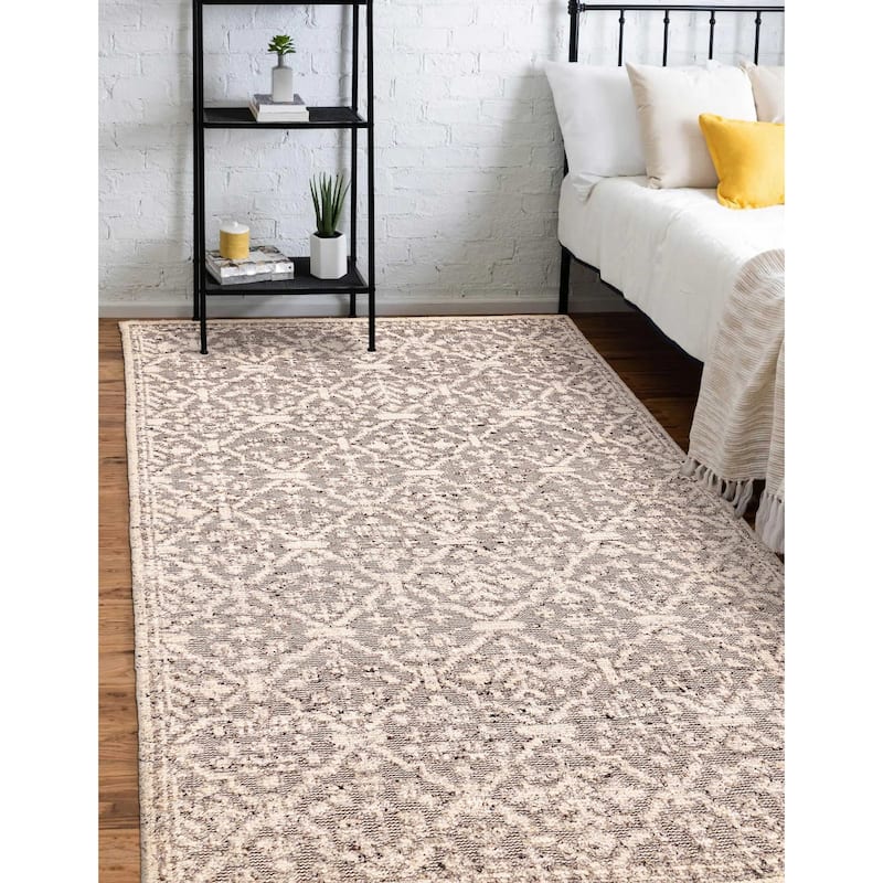 ECARPETGALLERY Hand-knotted Tangier Cream Wool Rug - 5'1 x 7'10