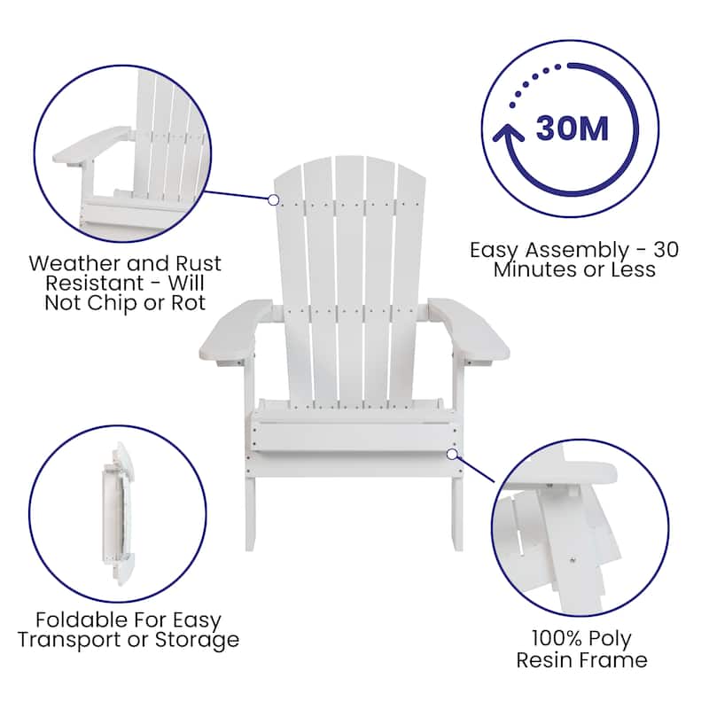 Poly-resin Folding Adirondack Indoor/Outdoor Patio Chair (Set of 4)