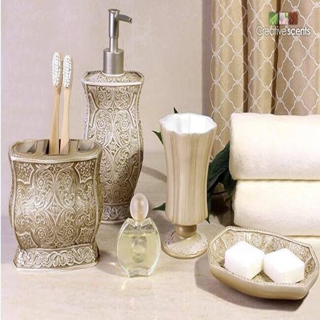 Creative Scents Victoria Hand Soap Dispenser Countertop Decorative Lotion Pump Sink Shower Dispensers - Beige - Beige