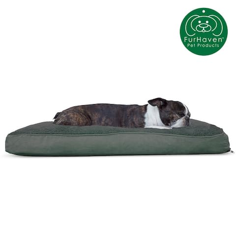 FurHaven Pet Bed Snuggle Terry & Suede Deluxe Pillow Dog Bed