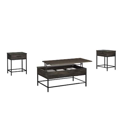 Sean 3 Piece Coffee Table Set, MDF Wood, Lift Top Surface, Burnt Brown