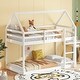 preview thumbnail 1 of 5, White Twin over Twin House-Shaped Bunk Bed with Ladder, Guardrails, and Low Height Design White - Twin