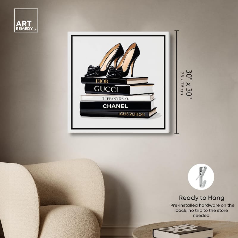 Ink Books and Heels Canvas by Art Remedy, Gallery Wrapped