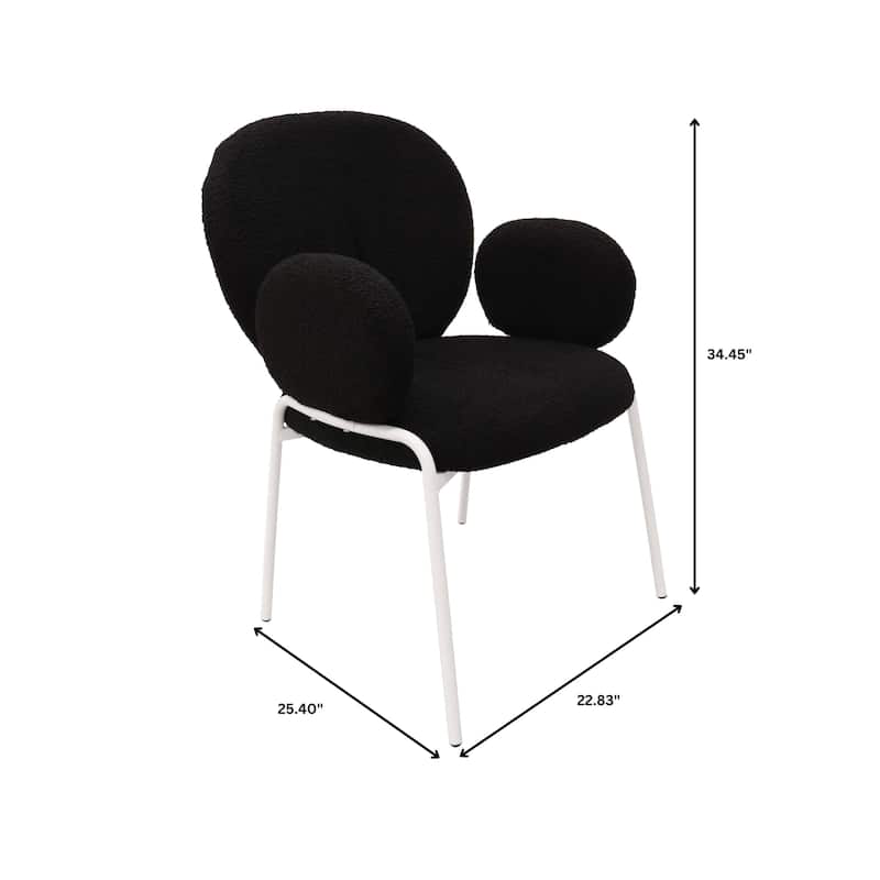 Celestial Boucle Dining Chairs in White Iron Legs by LeisureMod