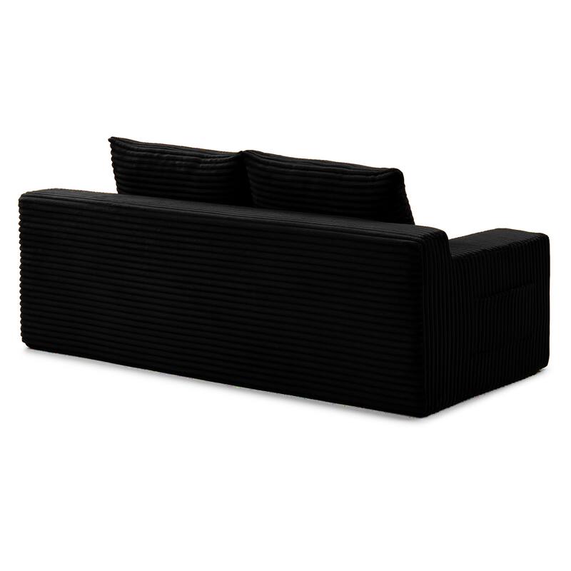 Memory Foam Cloud Loveseat Sofa, 2 in 1 Convertible Folding Couch Bed, No Assembly Compressed Corduroy Floor Lounge Sofa