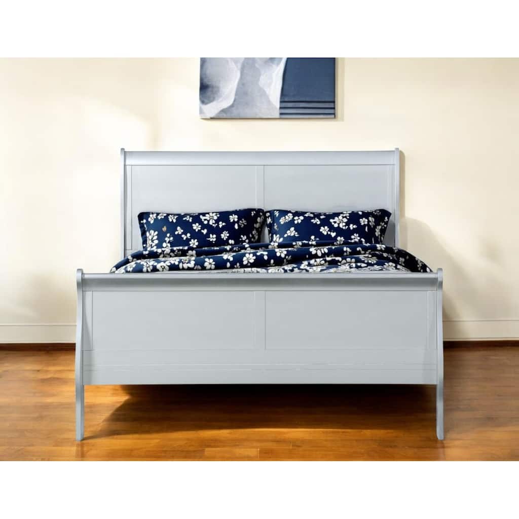 HomeRoots Solid Wood Off White Bed