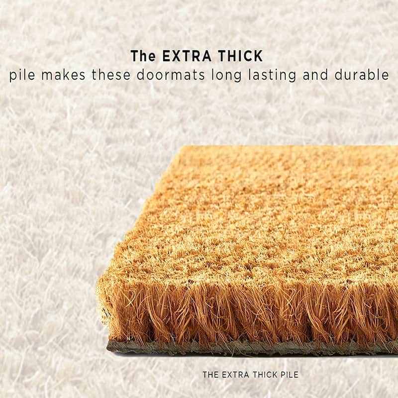 A1HC Natural Coir Doormat with Classic Design PVC Backing,0.75 Inch Pile Height, Natural Color, Front Outdoor Double Doormat