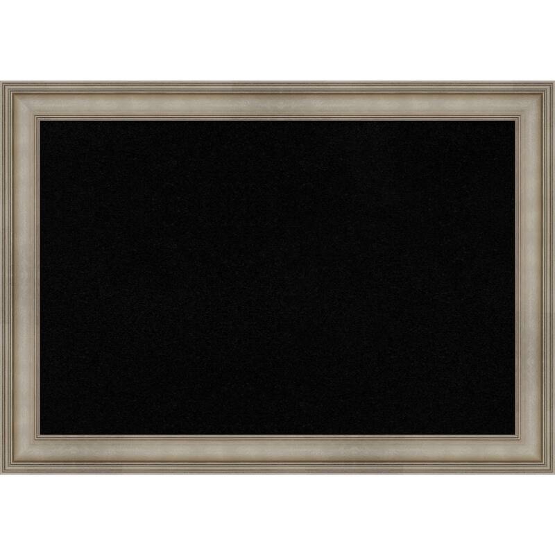 Mezzanine Antique Silver Narrow Wood Framed Black Corkboard Bulletin Board