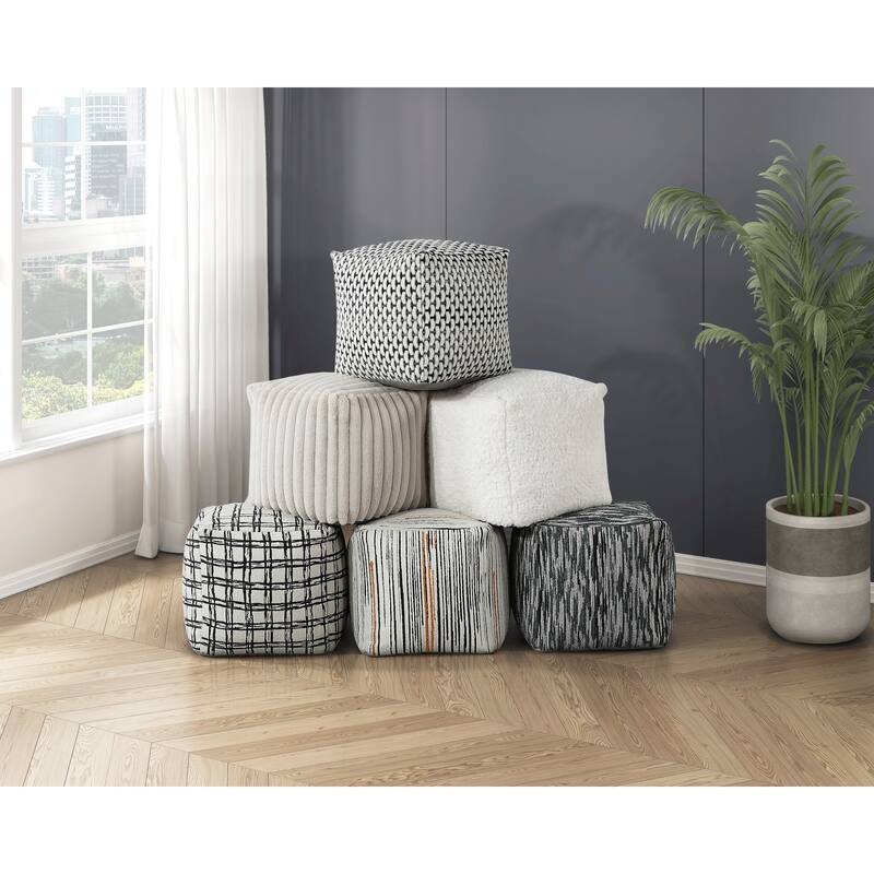 Modern Pouf Multi-Color Fabric Upholstered Ottoman, Non-Slip Floor Pouf, Bean Bag Chair, 1pc Sitting Pouf