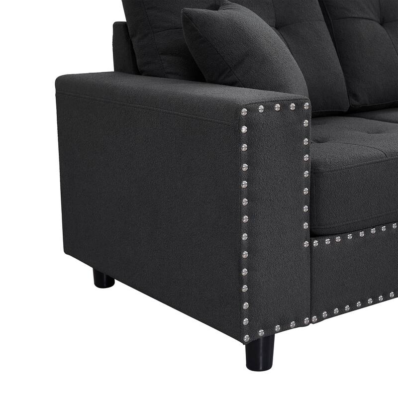 109.2" L-Shaped 5-Seater Modular Sectional Sofa with Removable Back Cushions, 2 Pillows, in High-Quality Linen