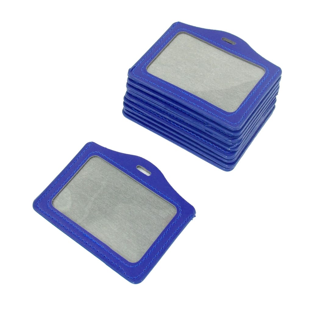 10 Pcs Faux Leather Horizontal Staff Name Badge Holder Oranger Blue