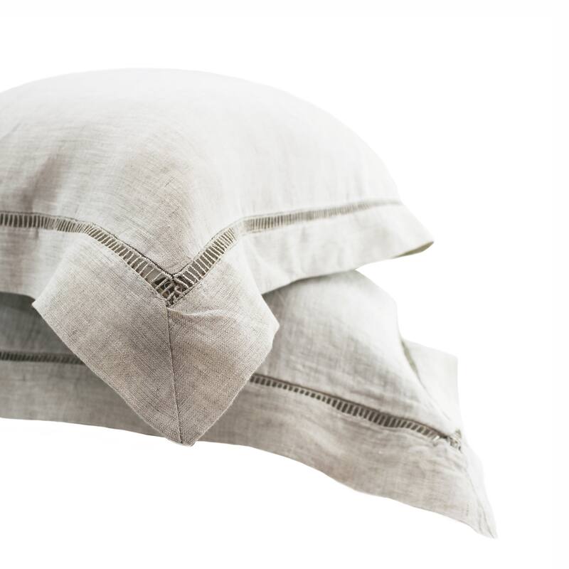 Belgian Flax Linen Collection Ladder Hemstitch Pillowcases/Euro Shams
