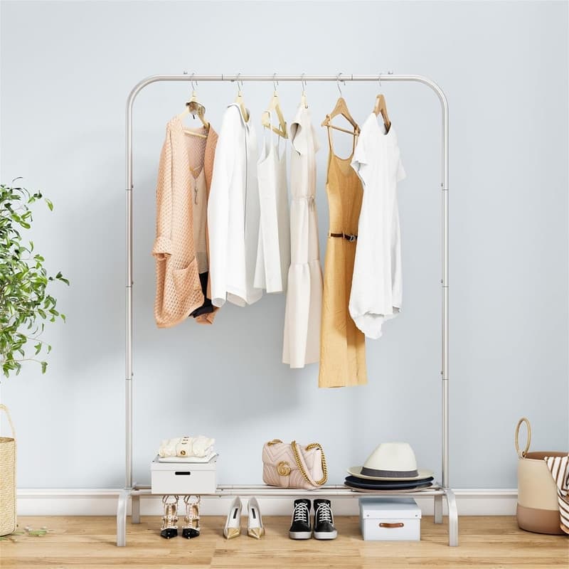 Garment Rack with Bottom - 15.74"D x 39.37"W x 61.33"H - Grey