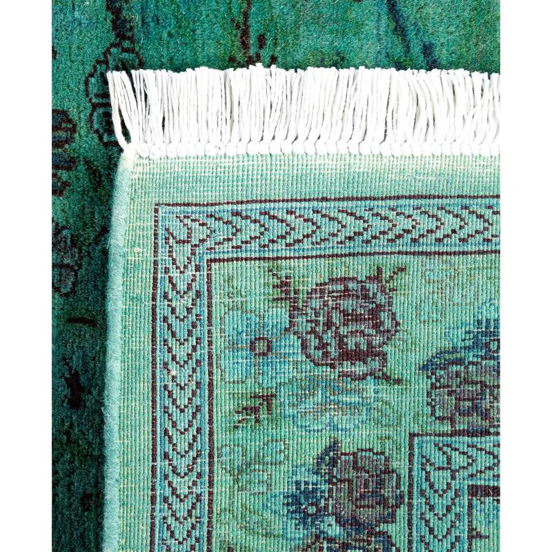 Overdyed One-of-a-Kind Hand-Knotted Area Rug - Green - 2' 8" x 12' 1"