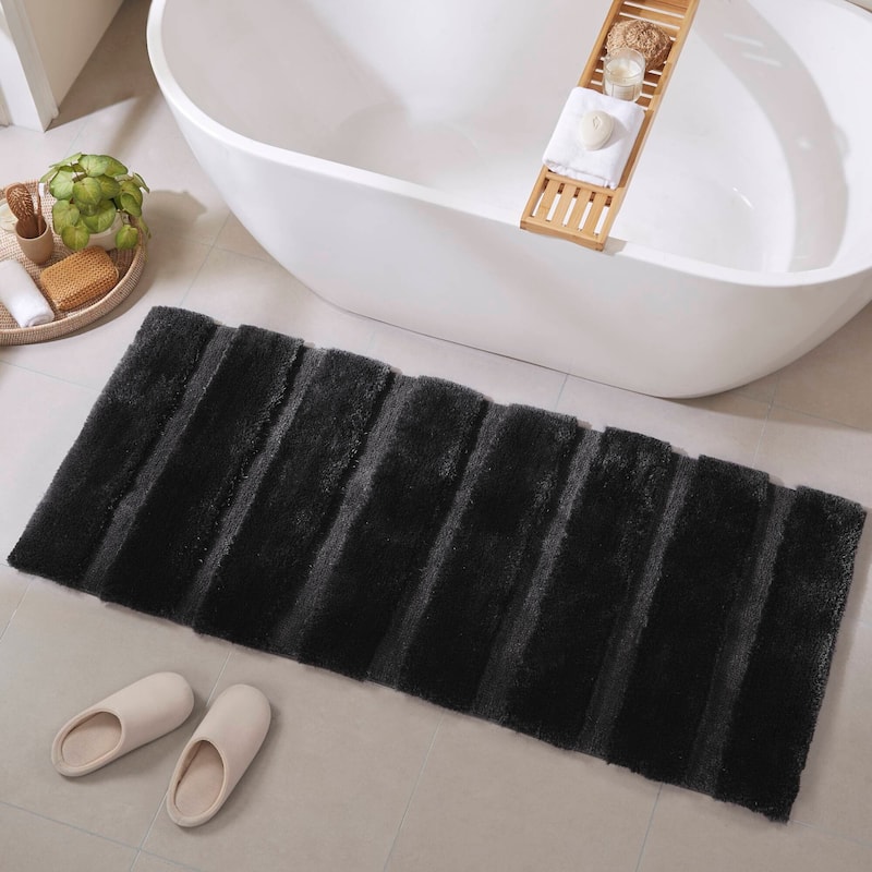 Madison Park Tufted Pearl Channel Solid Bath Rug - 24x58" - Black