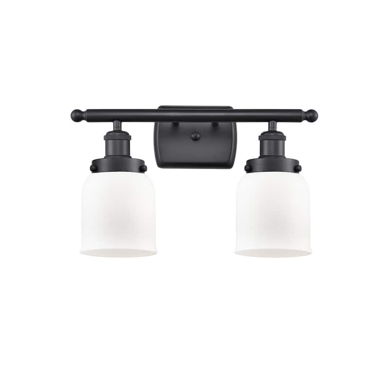 Innovations Lighting Small Bell 2 Light 16" Wide Vanity Light - Matte Black / Matte White