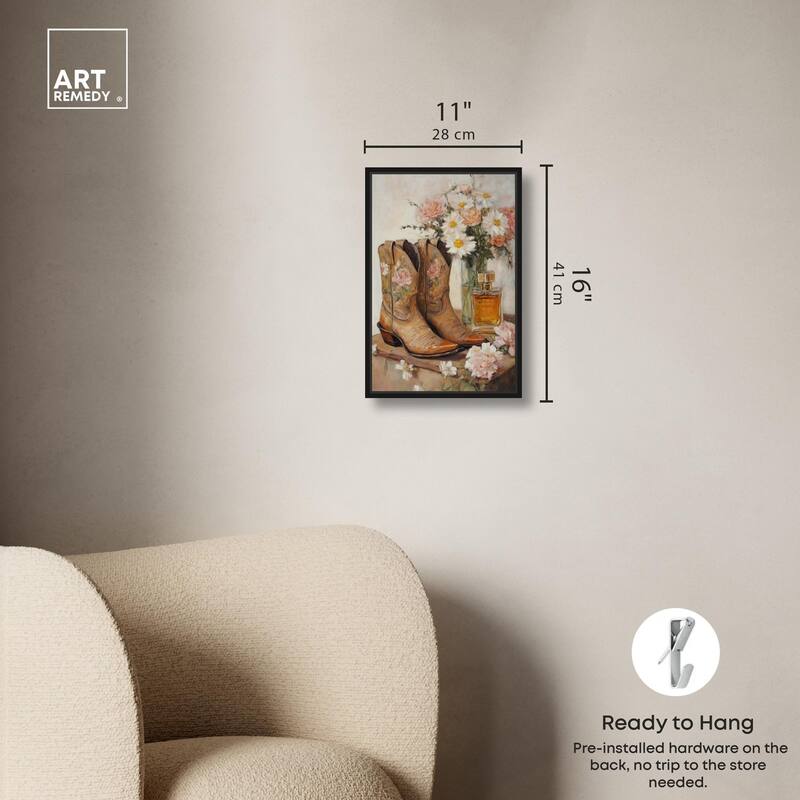 Delicate Floral Boots II Canvas by Art Remedy
