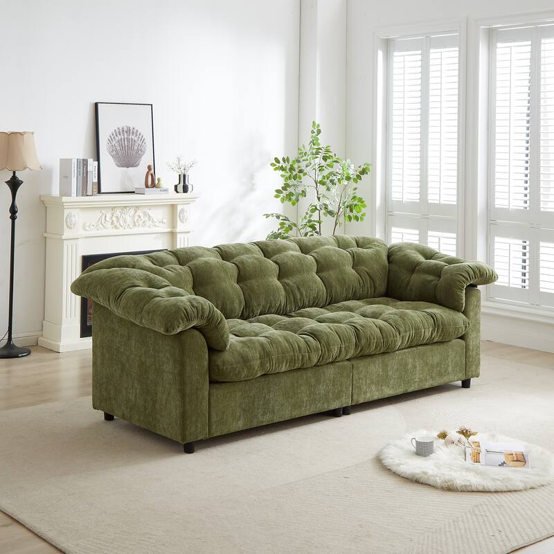 99.2" Fabric Modern Classic 3-Seater Sofa with Plush Cushions