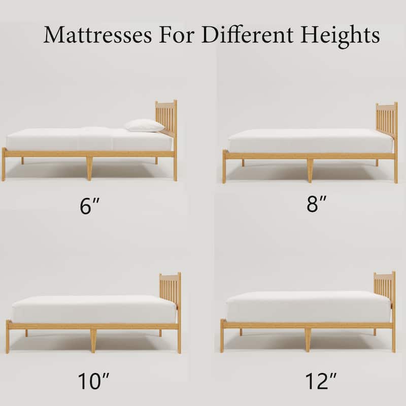 37 Inch Solid Bamboo Bed Frame with Headboard, Stylish & Sturdy Sleep Solution