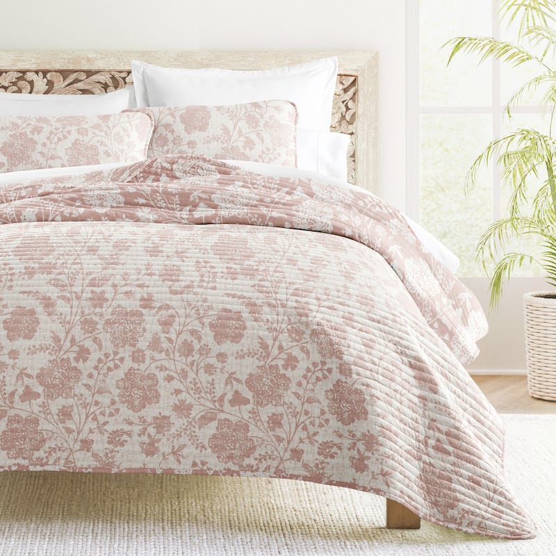 Becky Cameron All Season 3 Piece Textured Floral Reversible Quilt Set