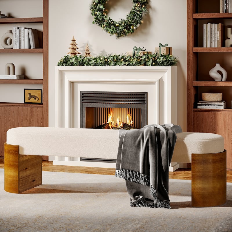 59" Modern Entryway Bench with High-Density Foam Seat