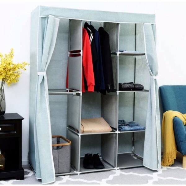 Shop Light Blue 68 Inch Portable Wardrobe Closet Clothes Storage