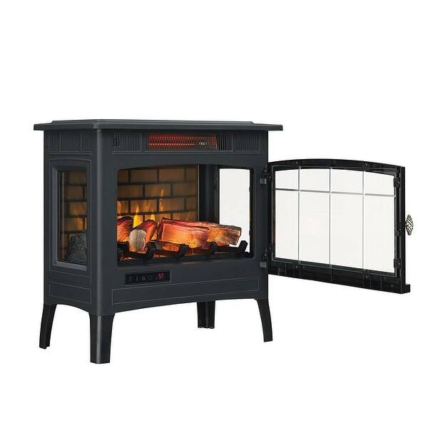 Shop Black Infrared Quartz Electric Fireplace Stove Heater