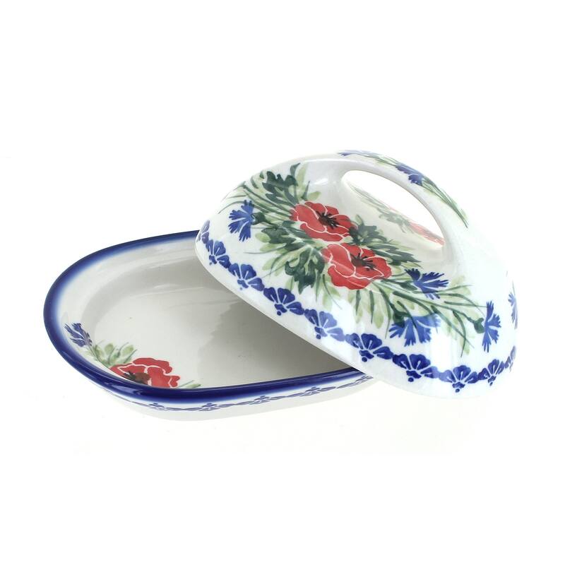 Blue Rose Polish Pottery 15A WR Unikat Butter Dish