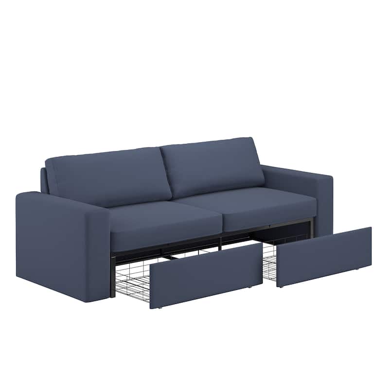 Soma Upholstered Sofa with 2 Hidden Metal Wire Storage Drawers by iNSPIRE Q Modern
