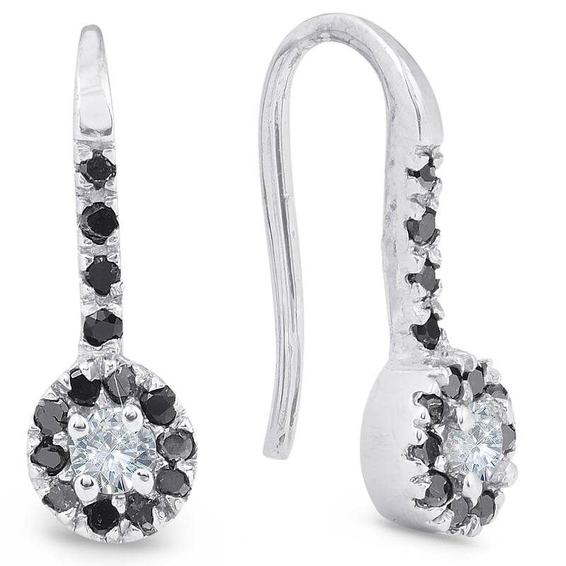Bliss Diamond 1/4ct Black Diamond Dangle Drop Studs Earrings White Gold - White