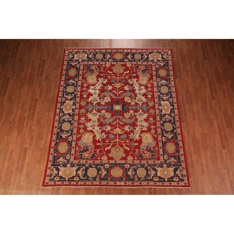 Vegetable Dye Red Ziegler Oriental Area Rug Hand-Knotted Wool Carpet - 8'0" x 9'10"